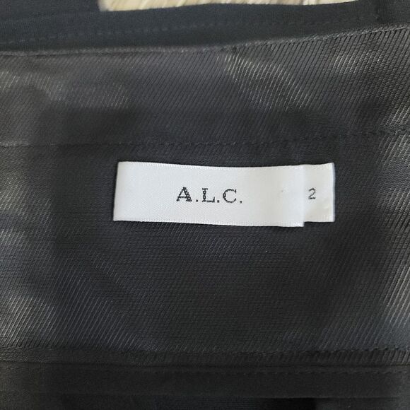 A.L.C. Navy Bronx Belted Straight Wool-Blend Skirt Size 2 - Picture 10 of 10